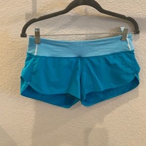Lululemon Run Speedshorts. Size 6. Turquoise blue